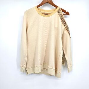 Aratta Juliette Off The Shoulder Embellished Cream Sweatshirt Womens Small